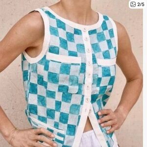 Vrg Grl Lila Linen Vest Check